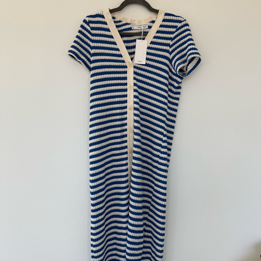 Mango Striped Blue and White Knit Dress